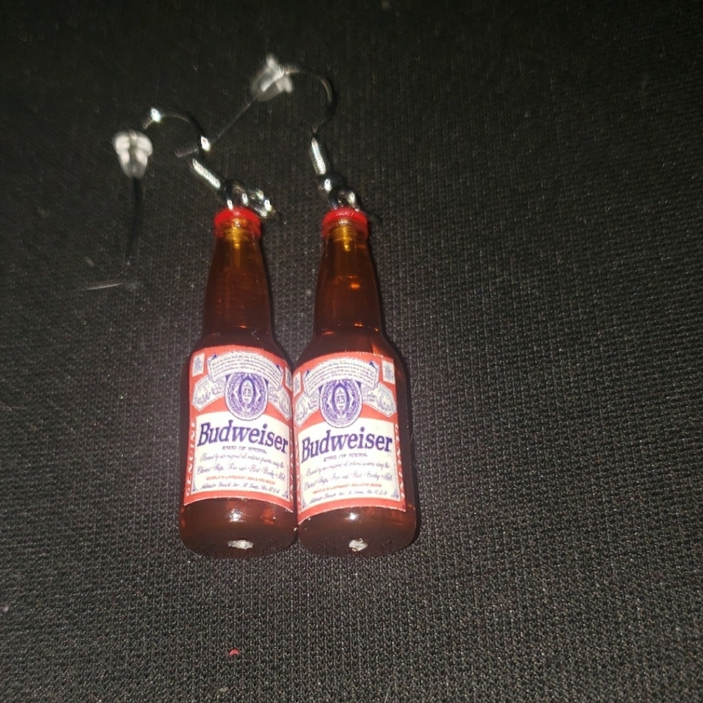 Budweiser Red and Brown Bottle Earrings